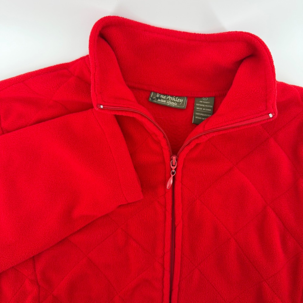 Jane‎ Ashley Casual Lifestyle Womens Red Quilted Fleece Zip Up Jacket Size L